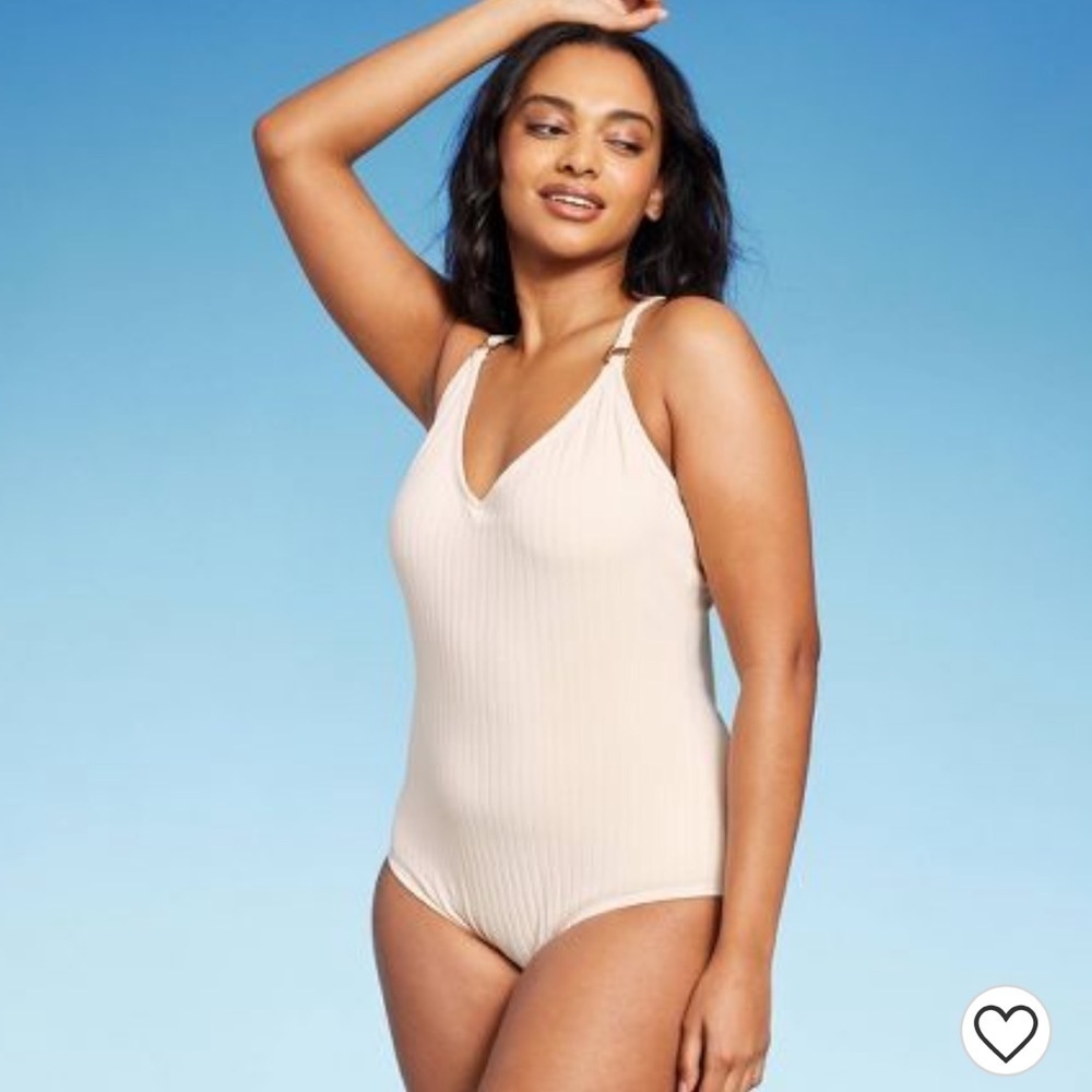 Wide Ribbed Ring Medium Coverage One Piece Swimsuit - Kona Sol™ Cream